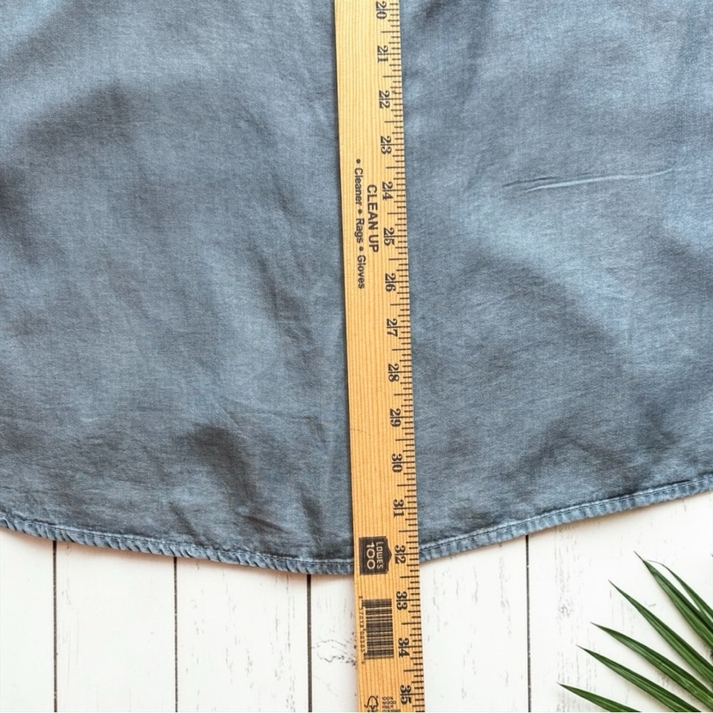 Forever 21+ Off-Shoulder Chambray Dress | Light Wash Denim Look | Size 1X | NWT - Picture 10 of 16